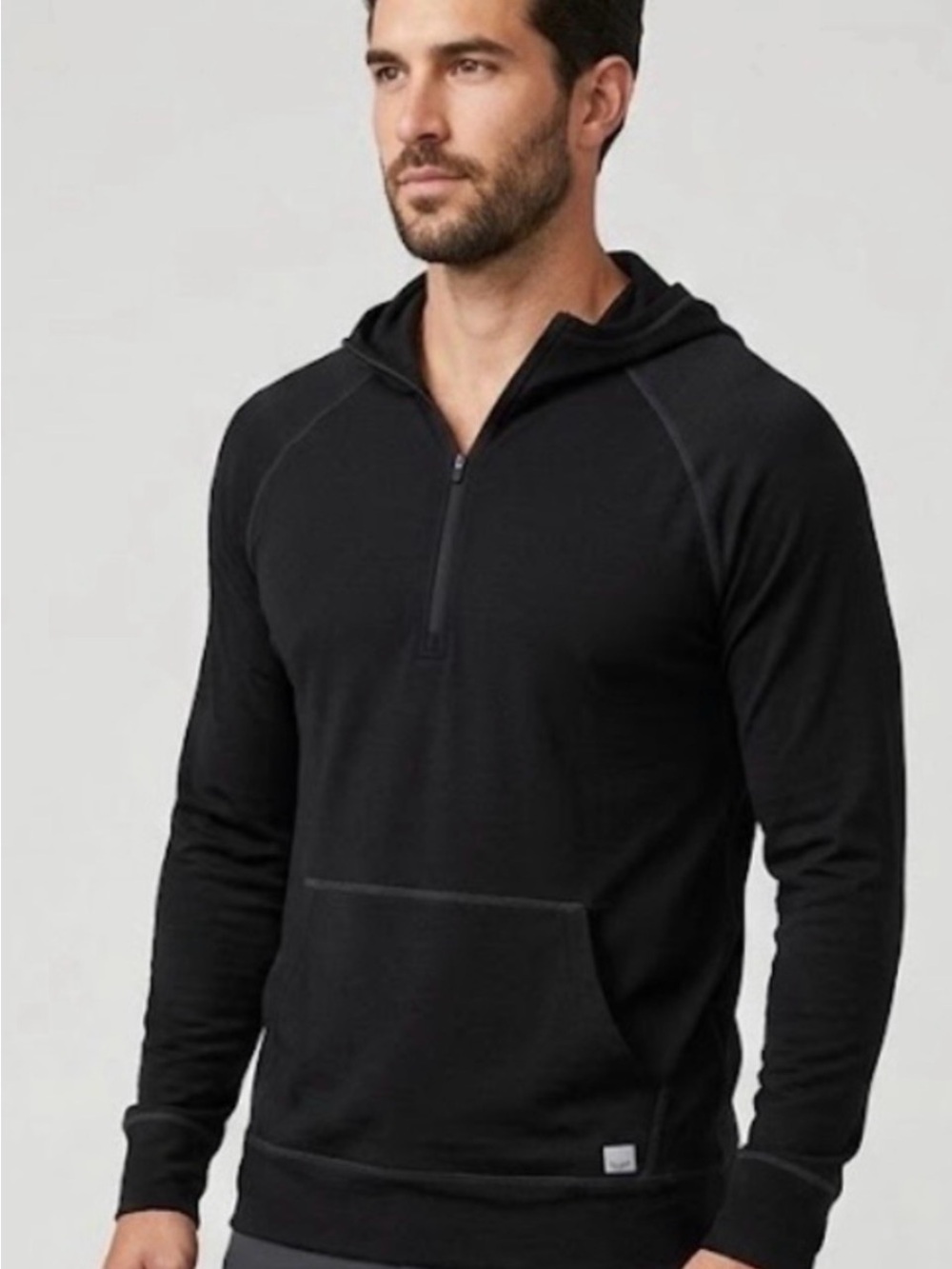 Vuori Black Lightweight Hoodie Quarter-Zip